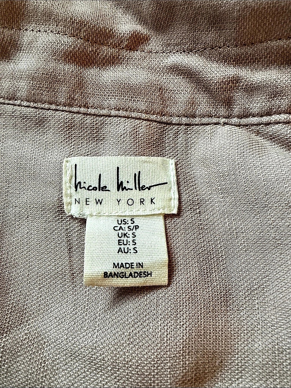 Nicole Miller Linen Blend Snap Front Utility Jacket Pink Small
